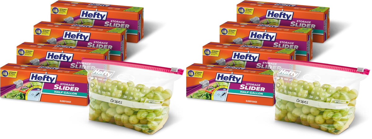 Hefty Calendar Slider Bags with Date Labels for Food Storage