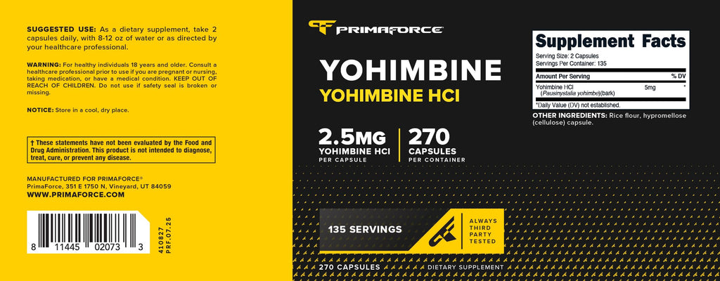 Yohimbine HCl Supplement by PrimaForce - Pure Performance

