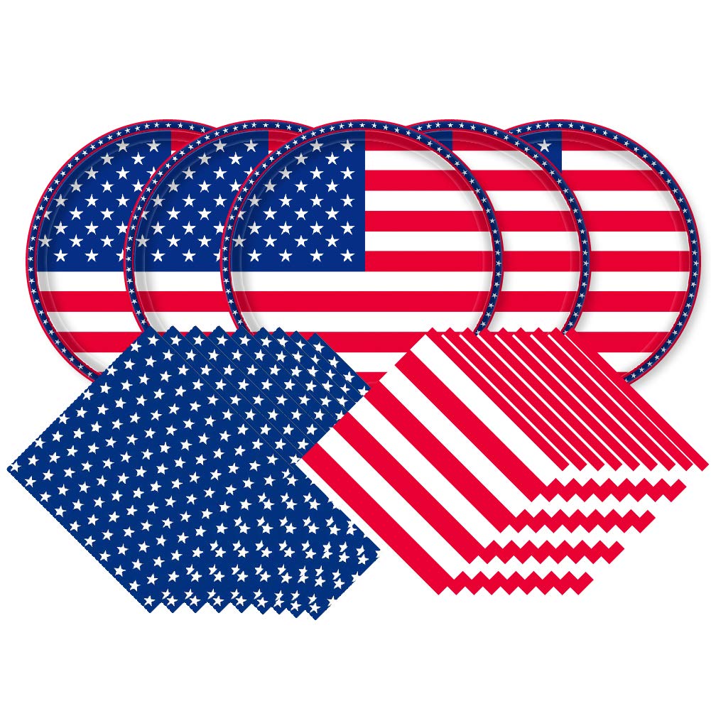 Gatherfun American Flag Plates & Napkins | Patriotic Party

