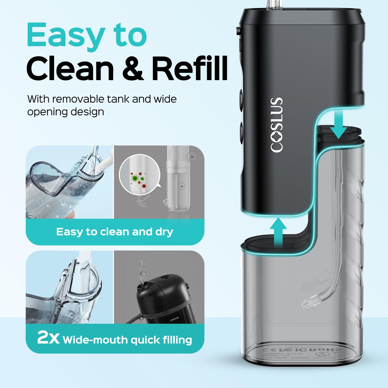 COSLUS Water Flosser T40 Mini - Travel Cordless Irrigator

