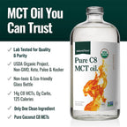 Natural Force Organic Pure C8 MCT Oil – Glass Bottle

