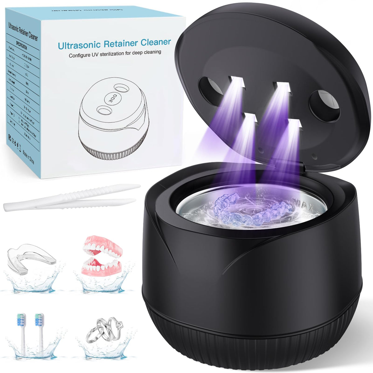 Dental Ultrasonic Retainer Cleaner Machine 45kHz with 200 mL Tank