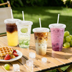 Clawsoff Disposable Clear Cups with Lids and Straws

