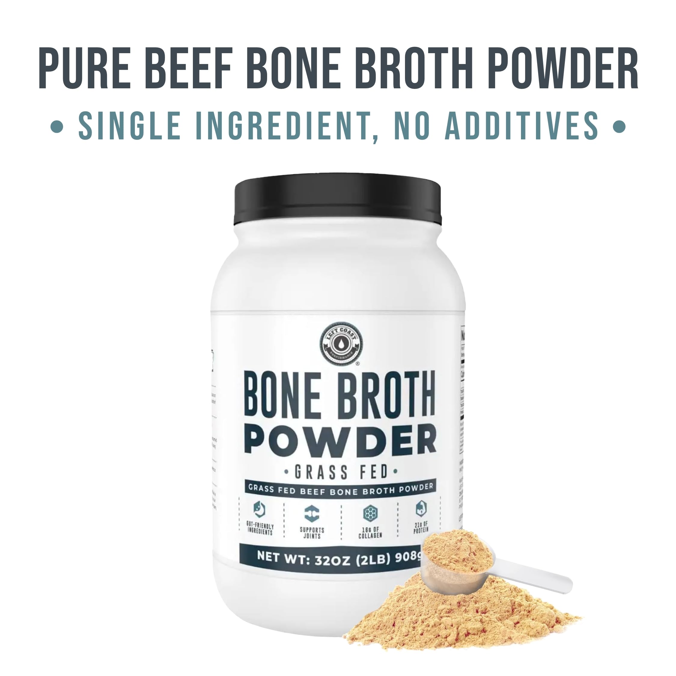 Left Coast Bone Broth Protein Powder – Grass-Fed Beef

