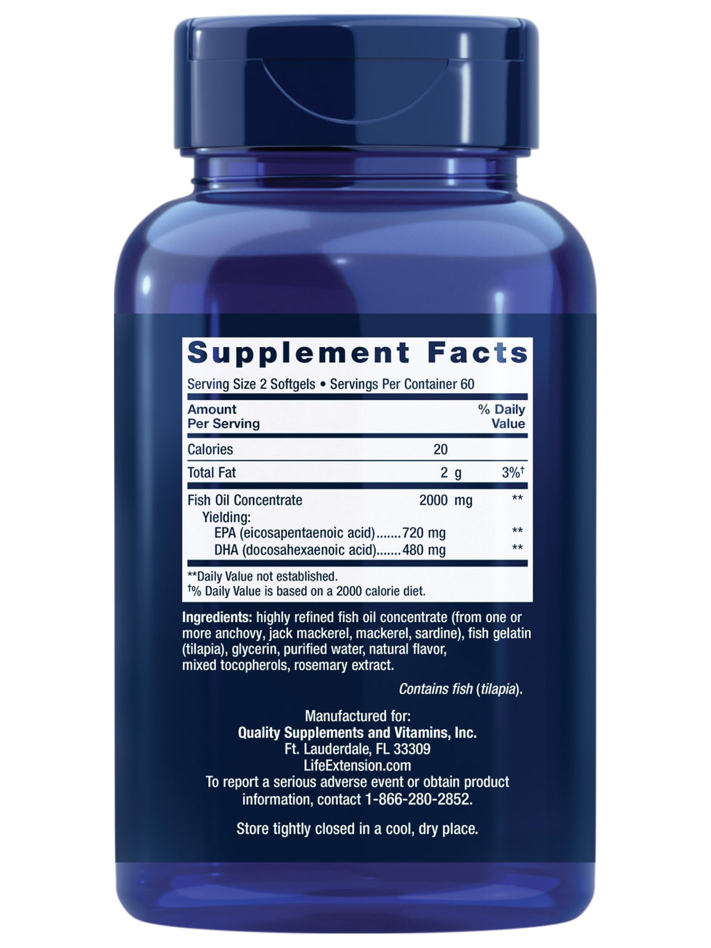 Life Extension Mega EPA/DHA Omega-3 for Heart & Brain

