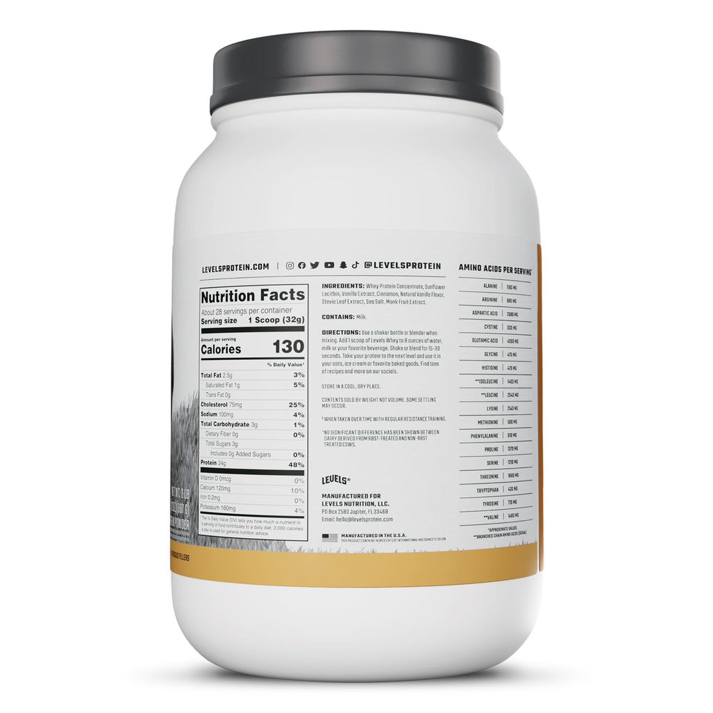 Levels Grass-Fed Whey Protein Powder No Artificials

