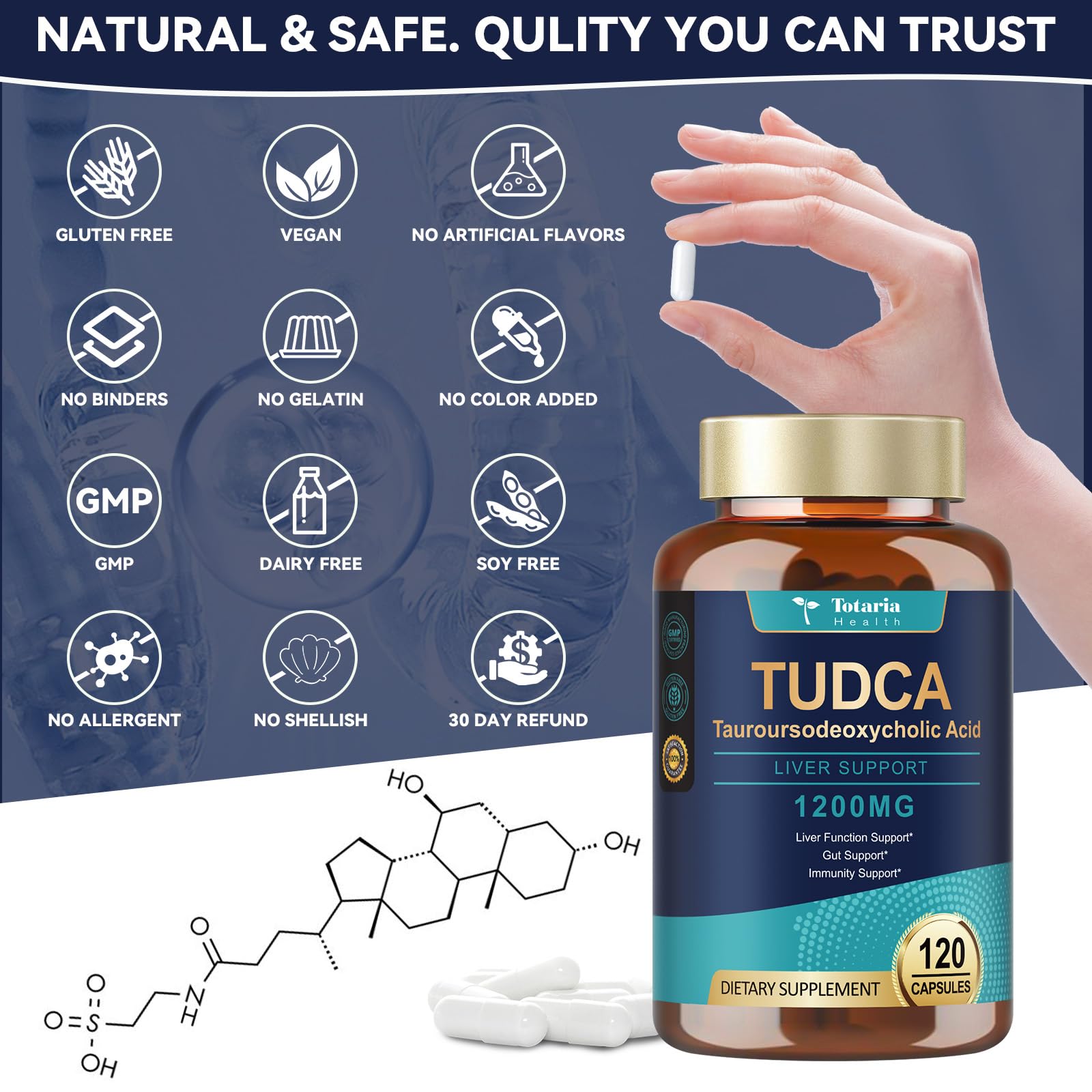 Totaria TUDCA Liver Support | Vegan Bile Salt Supplement

