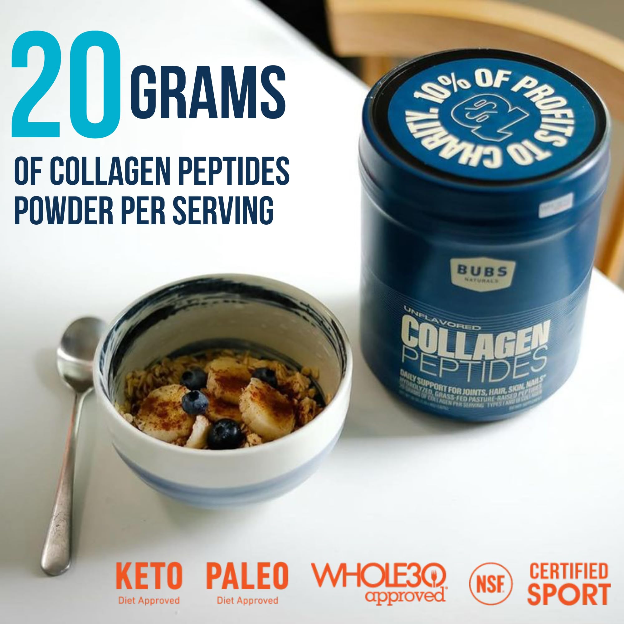 BUBS Naturals Collagen Peptides Powder Unflavored

