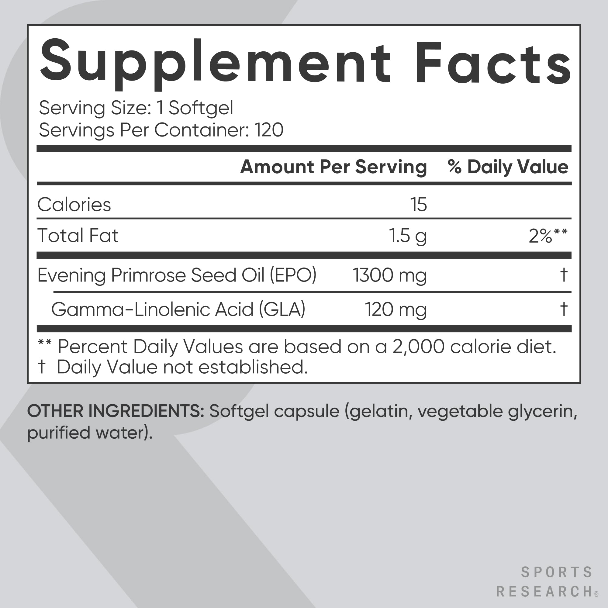 Evening Primrose Oil Softgels by Sports Research

