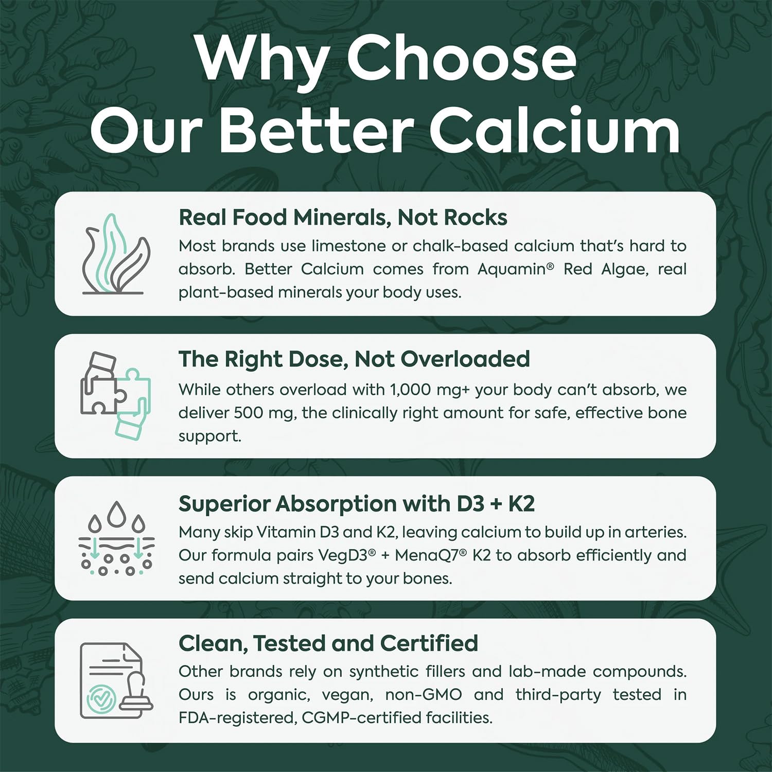 Calcium by Organics Ocean: Organic Red Algae with D3 & K2

