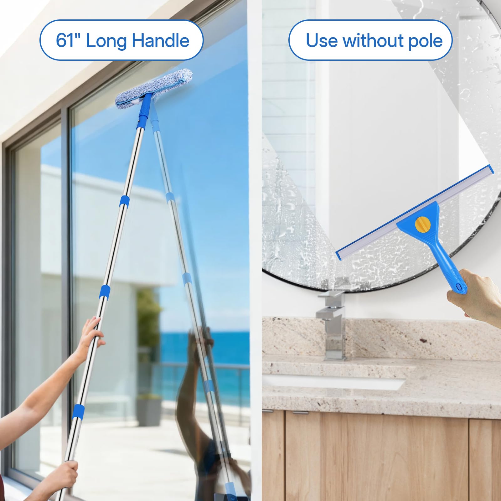 Window Cleaning Kit with Bucket and Interchangeable Heads

