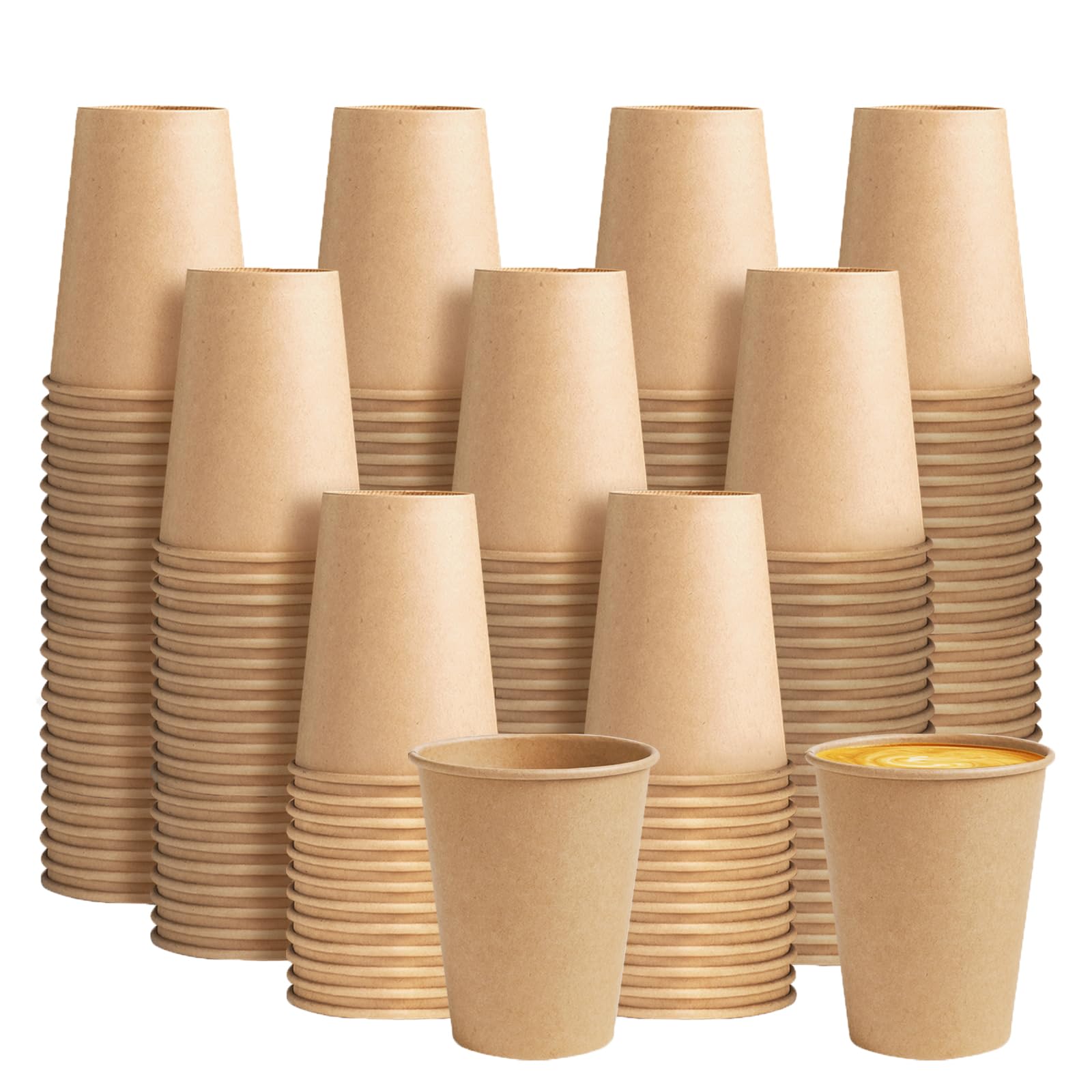BYSNOW Disposable Kraft Paper Cups for Hot or Cold Beverages