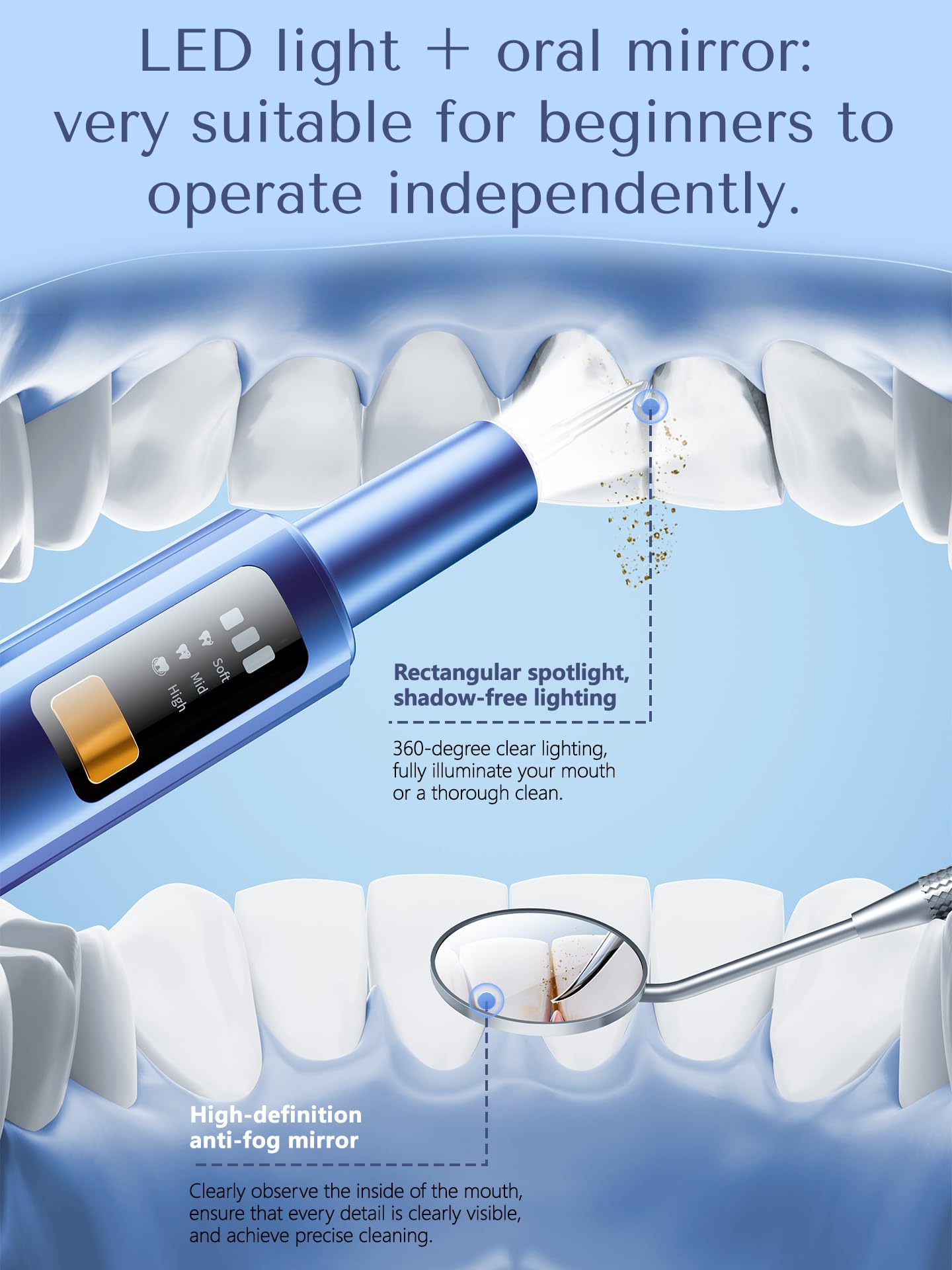 Ultrasonic Plaque Remover for Teeth with Gum Protection

