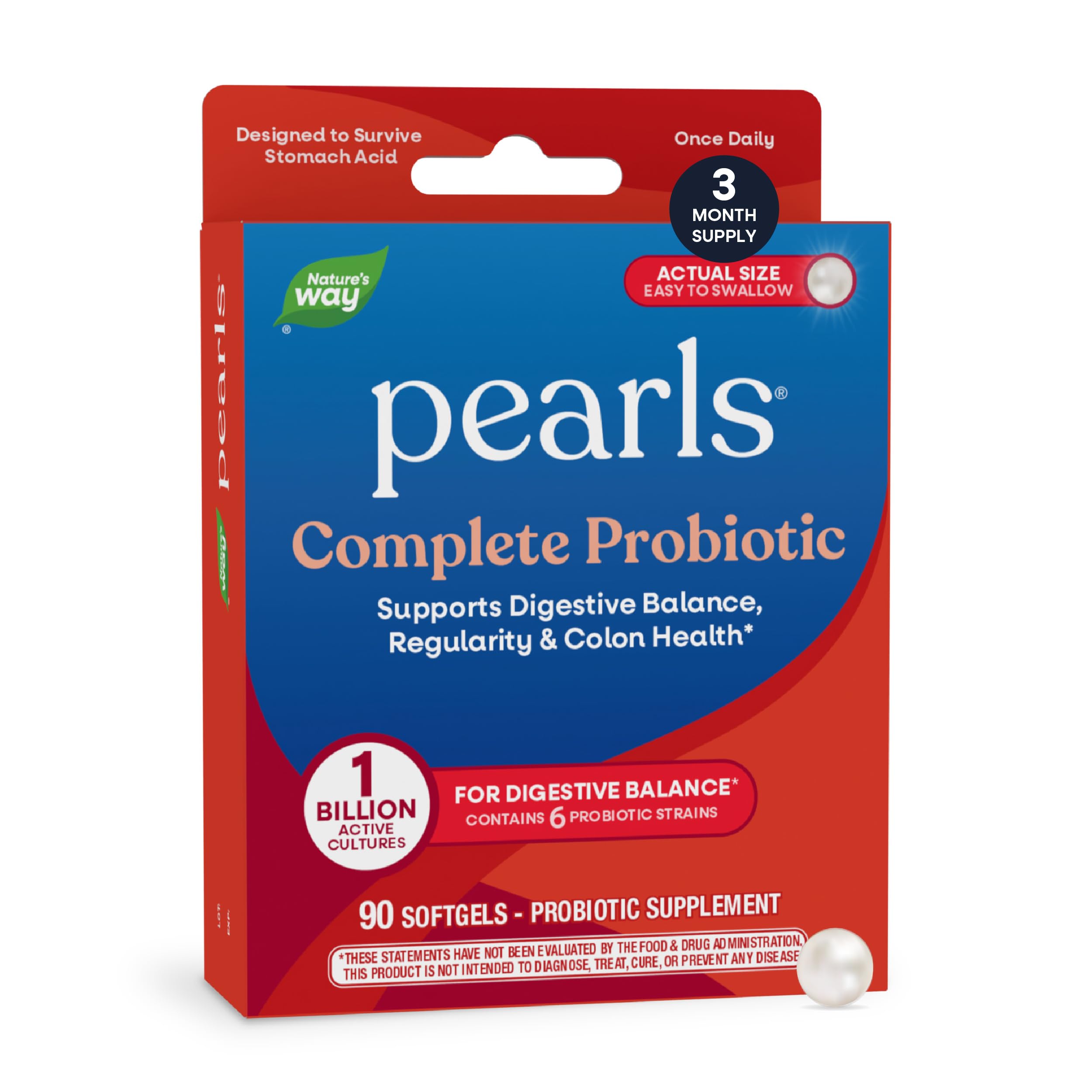Nature's Way Pearls Complete Probiotic – Digestive & Immune Support, 1B CFU