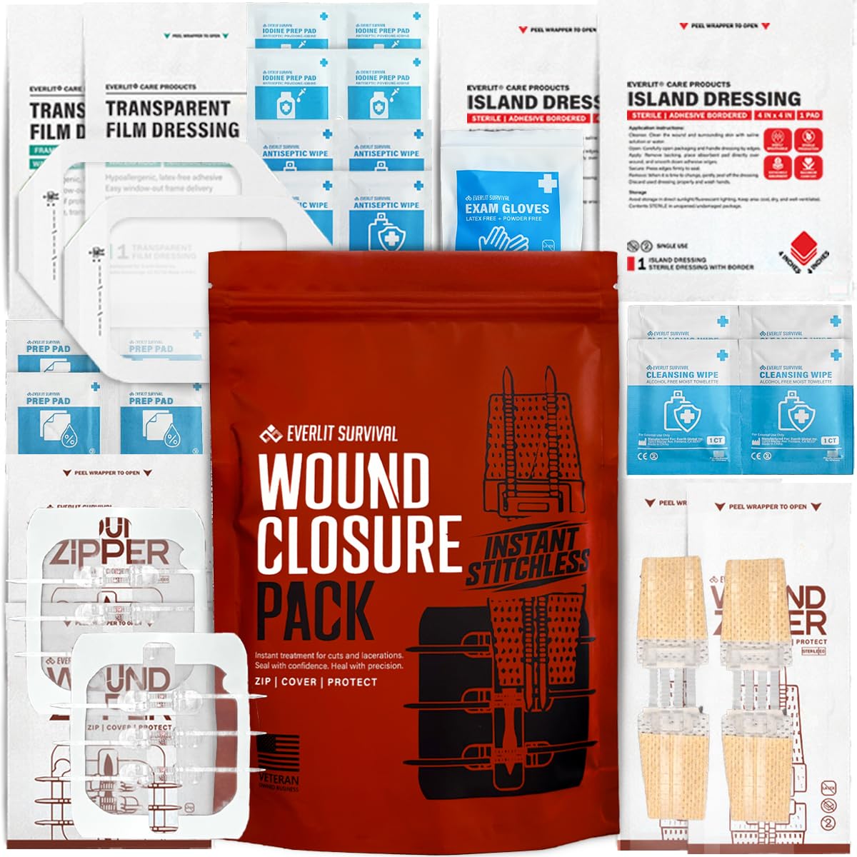 EVERLIT Wound Closure System, Suture-Free Zip-Stitch