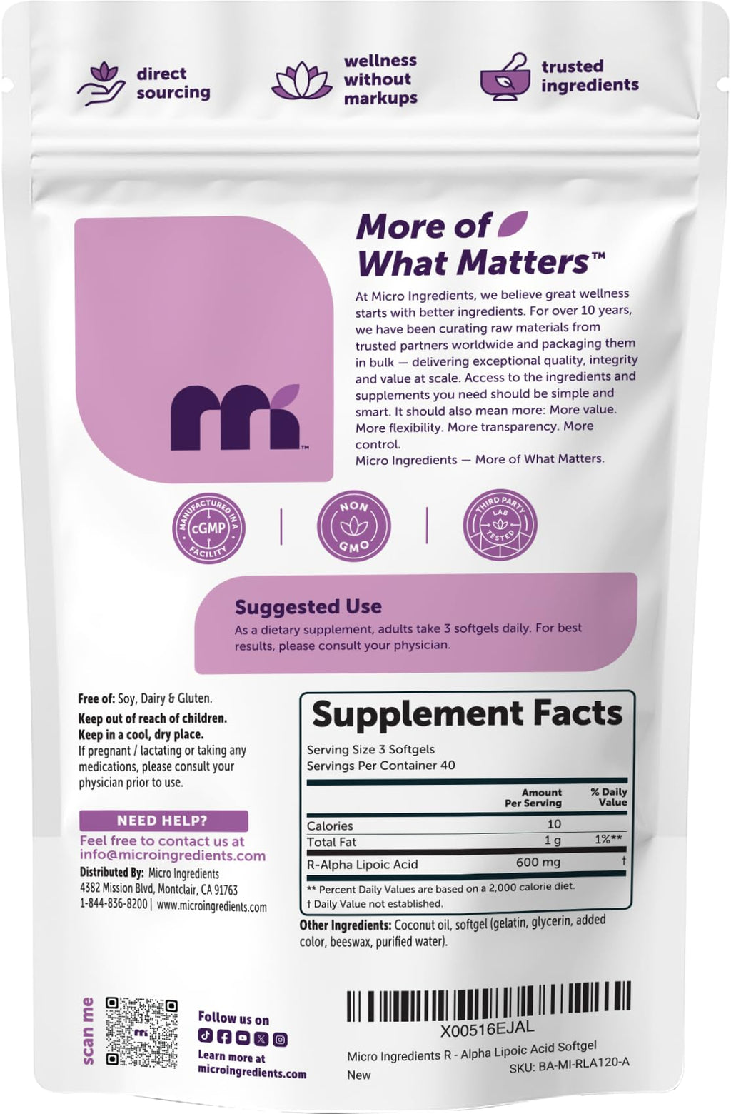 Alpha Lipoic Acid Supplement | Micro Ingredients

