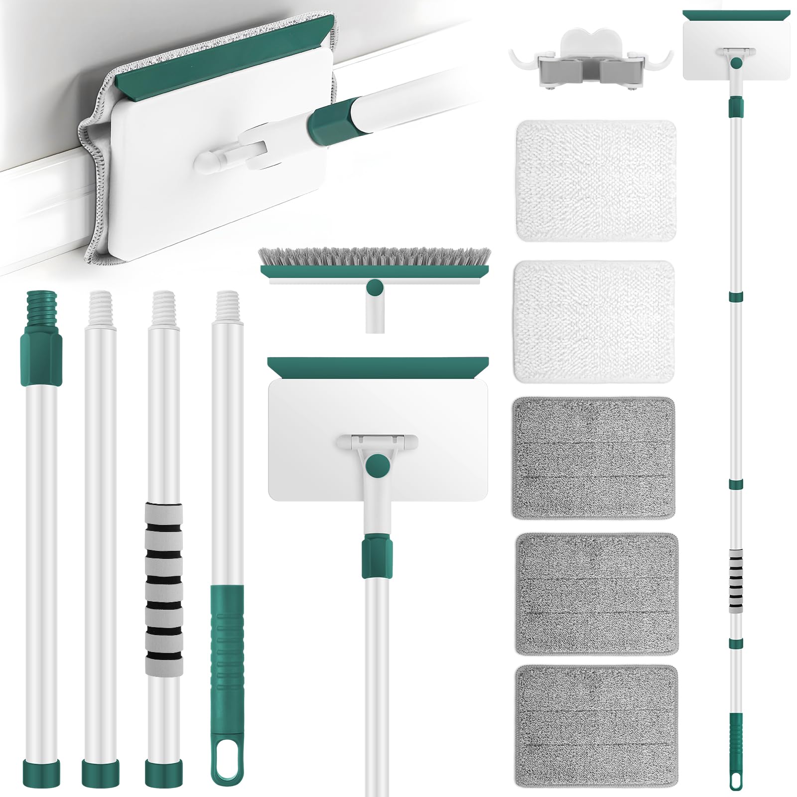 Baseboard Cleaner Tool with Handle and Reusable Pads - Multi-Purpose