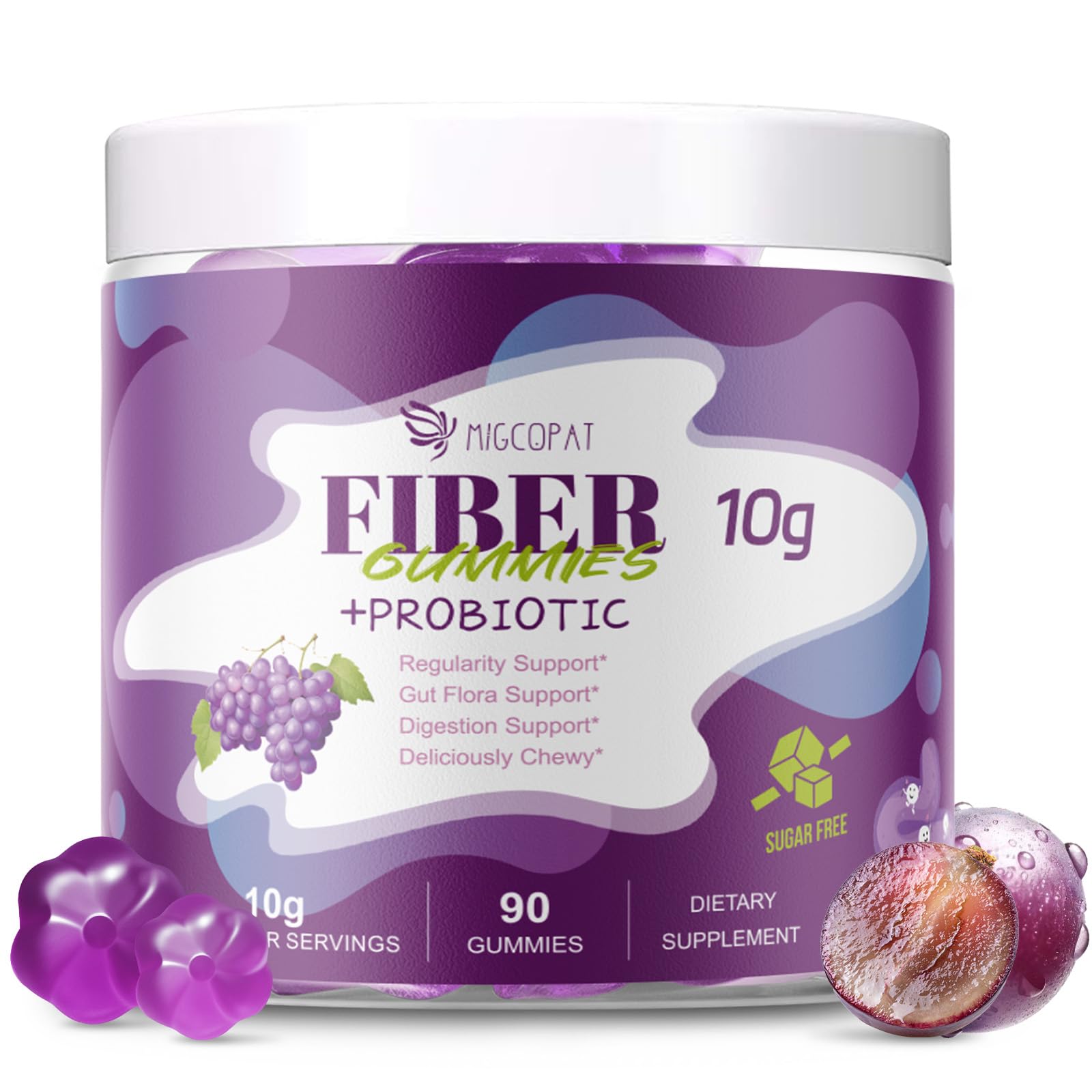 Migcopat Fiber Gummies for Adults with Probiotics & ACV

