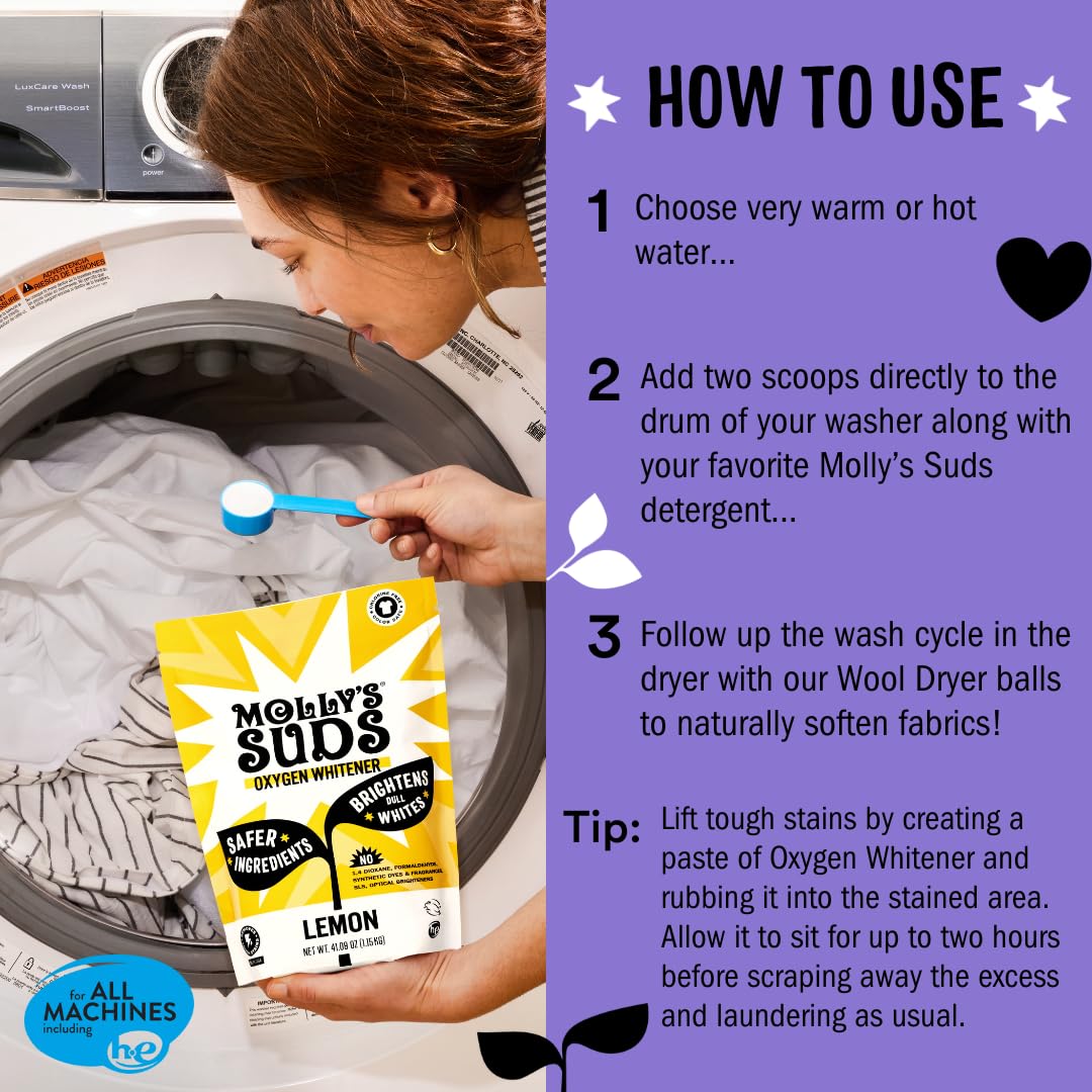 Molly's Suds Oxygen Whitener Chlorine-Free Brightens Whites

