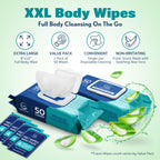No-Rinse Body Wipes for Adults – Aloe Vera Vitamin E

