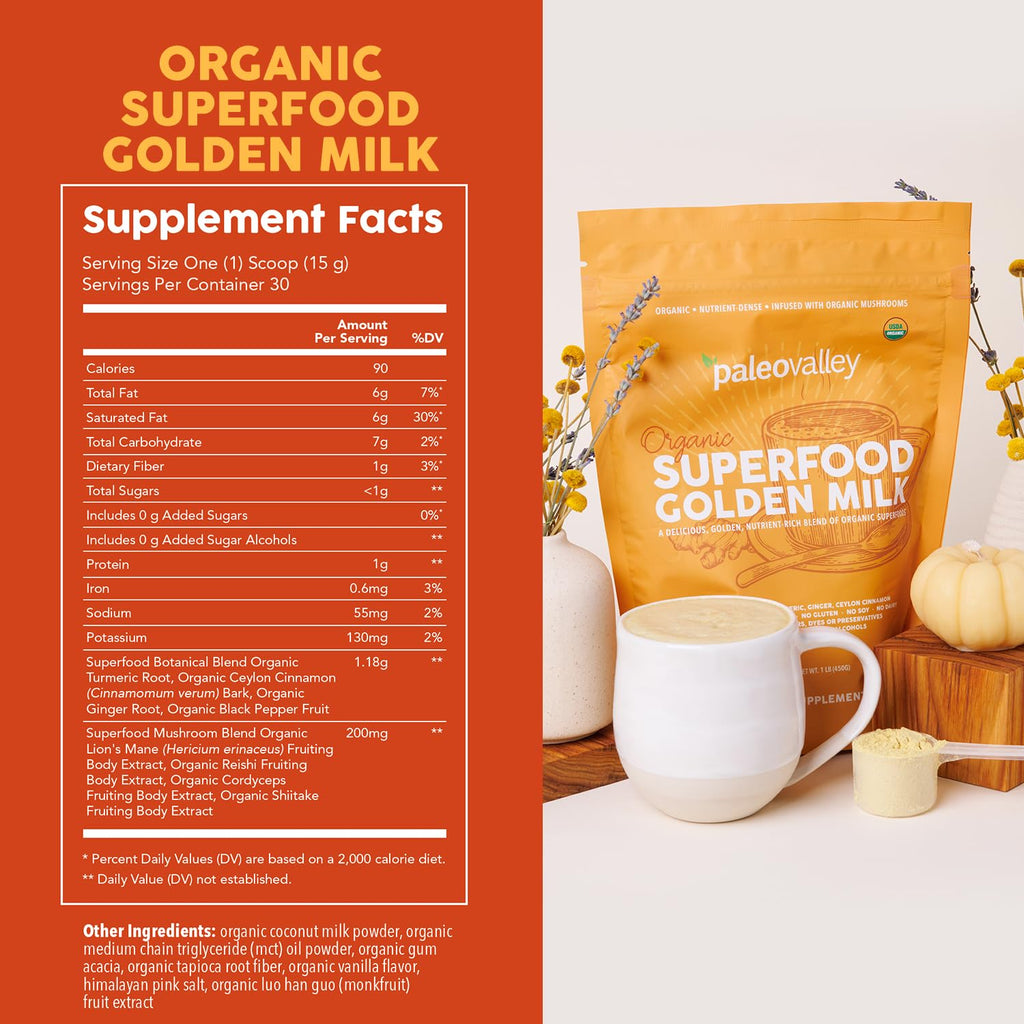 Paleovalley Organic Golden Milk with Turmeric and Mushrooms

