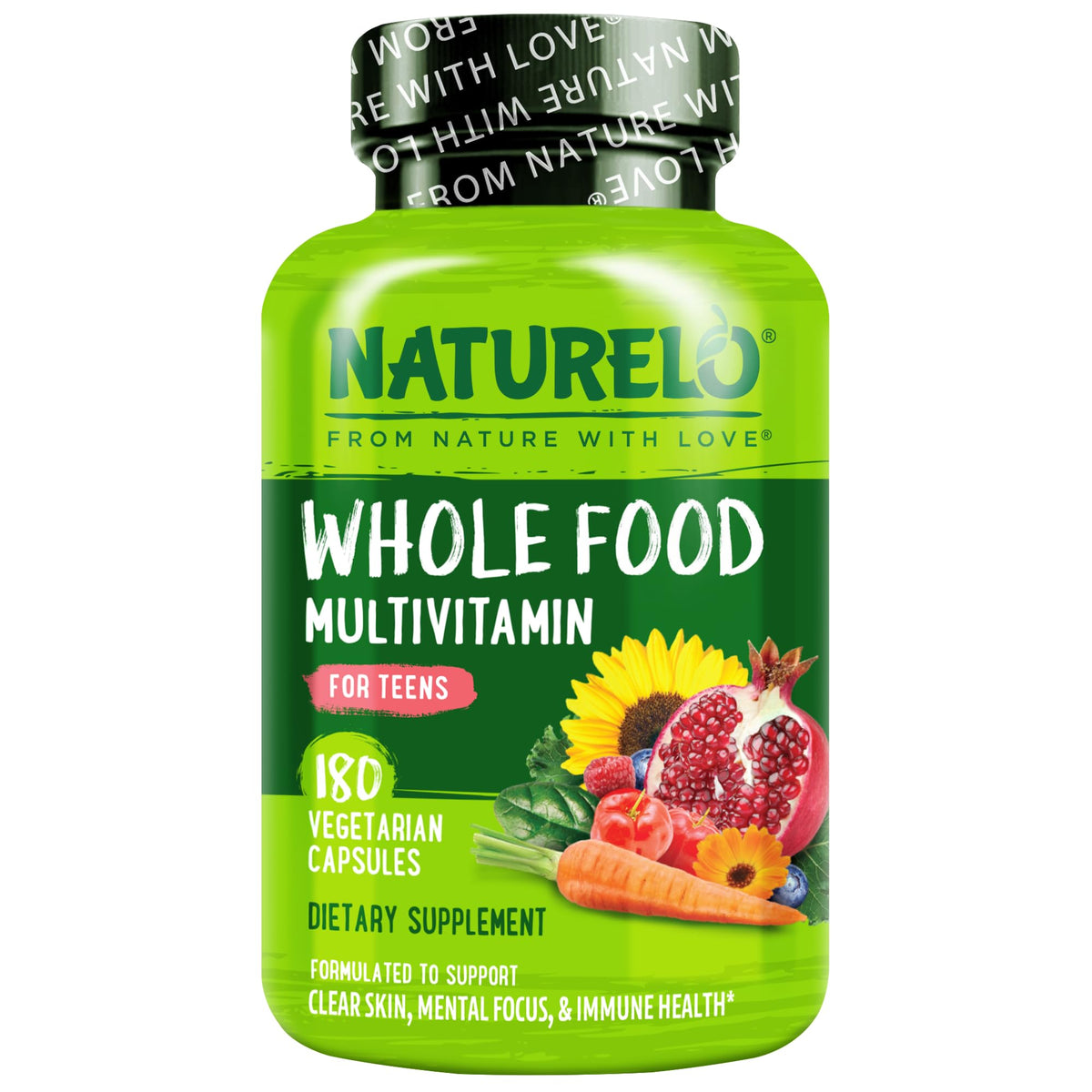 NATURELO Teen Multivitamin for Girls & Boys, Plant-Based, Non-GMO, Vegetarian