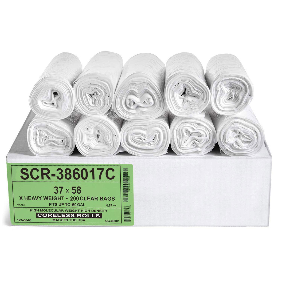 Aluf Plastics High-Density Trash Bags, Coreless Roll