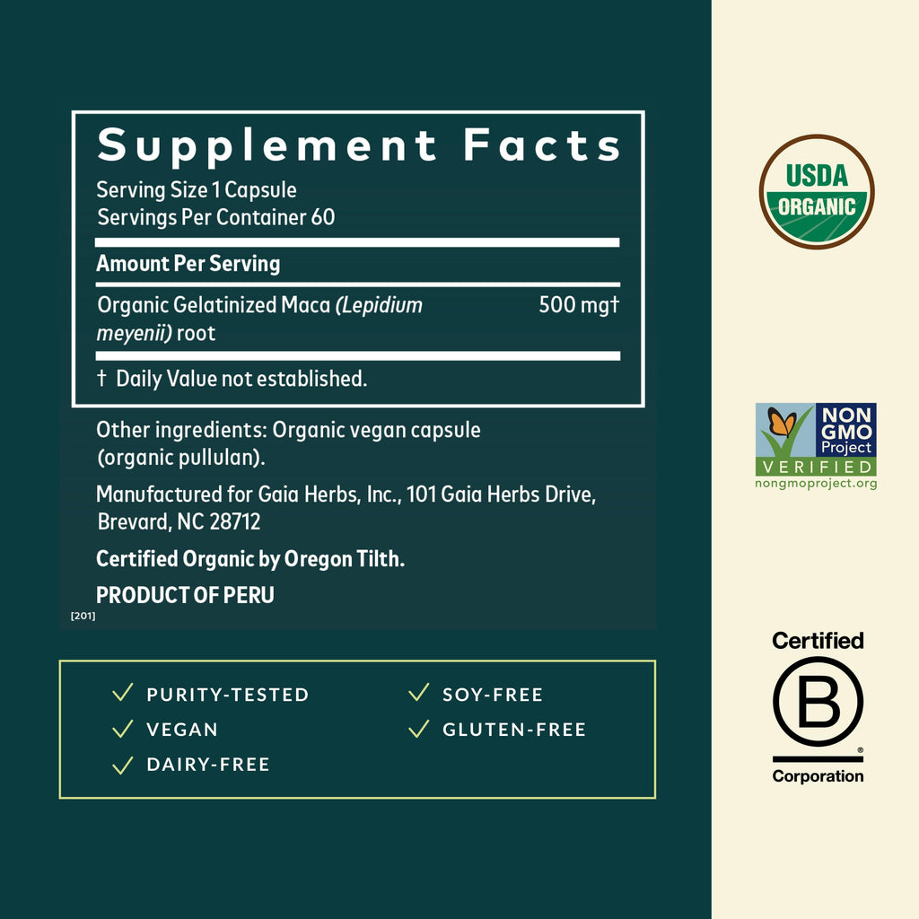 Gaia Herbs Maca Root Caffeine-Free Energy Support

