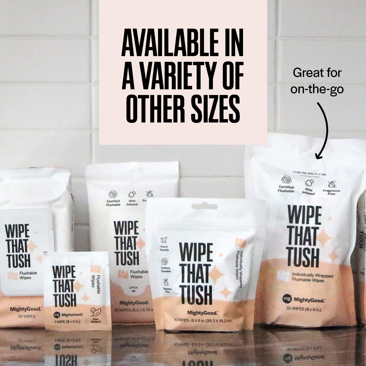 Wipe That Tush Flushable Wipes On-The-Go|Hypoallergenic Aloe

