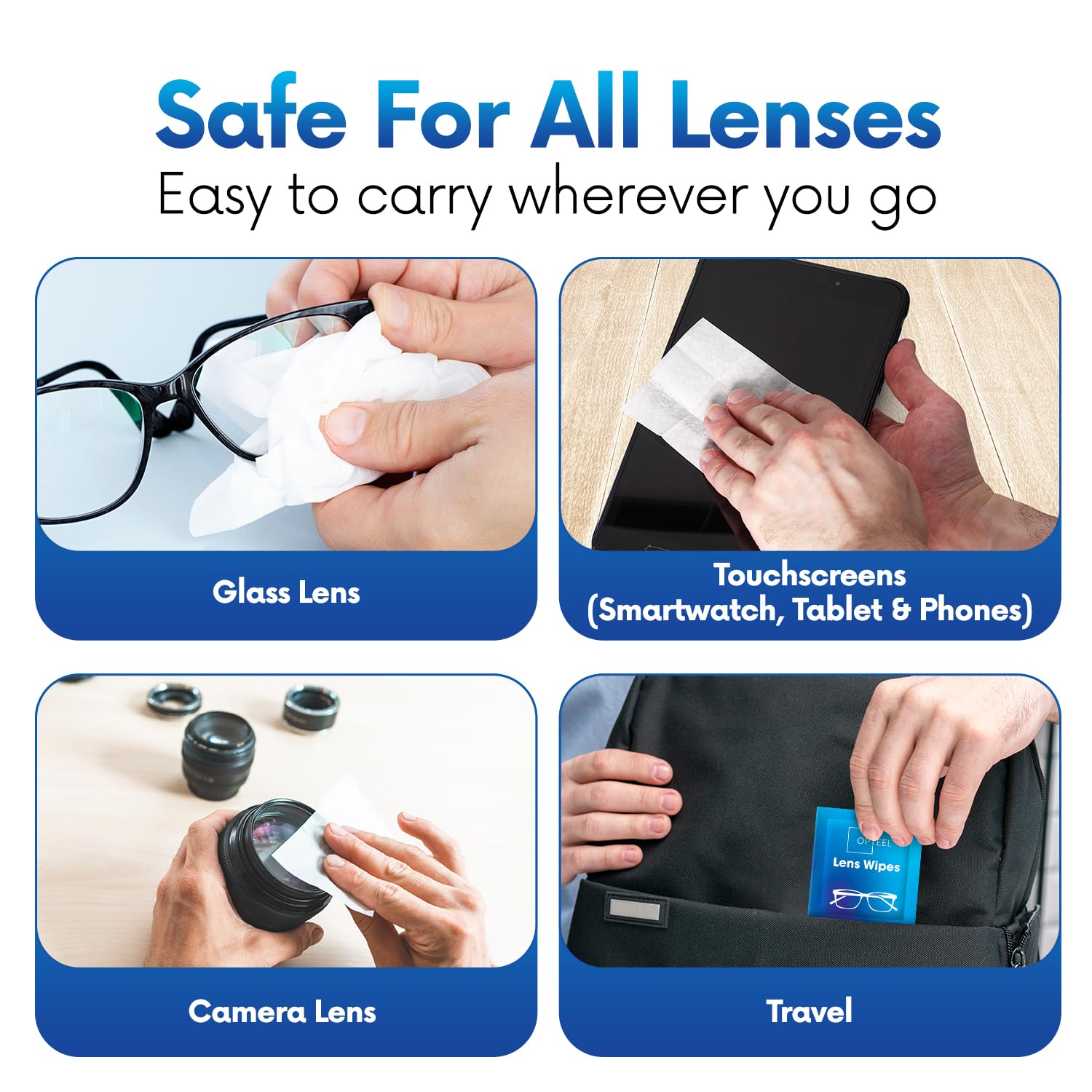 OPTEEL Lens Wipes for Eyeglasses - Pre-moistened Cleaning

