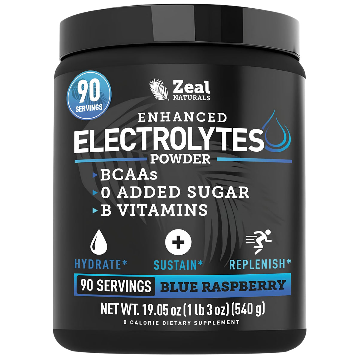 Zeal Electrolyte Powder - 90 Servings - Zero Sugar, BCAAs, B-Vitamins