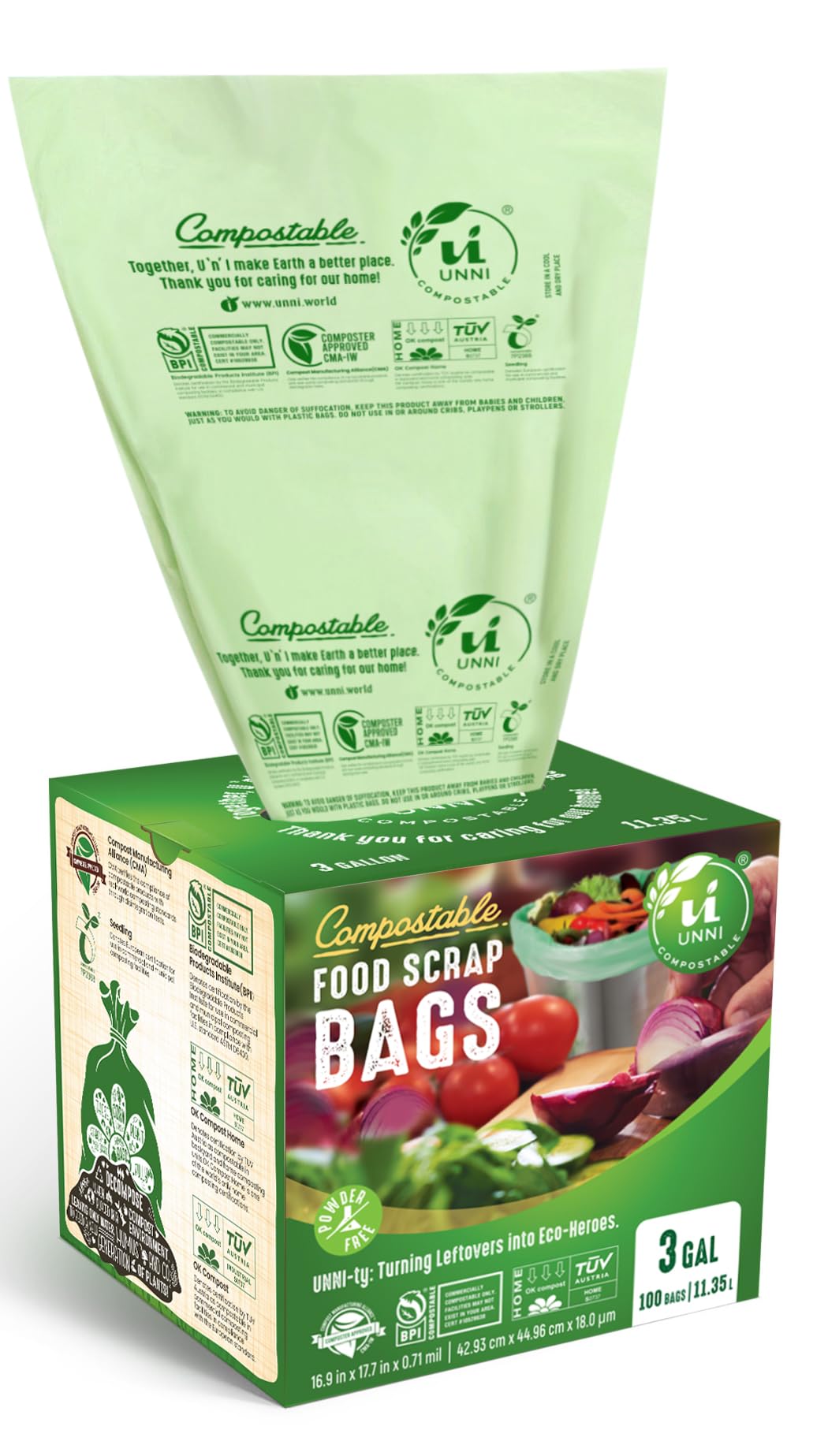 Unni Compostable Trash Bags - Extra Thick Home Liners