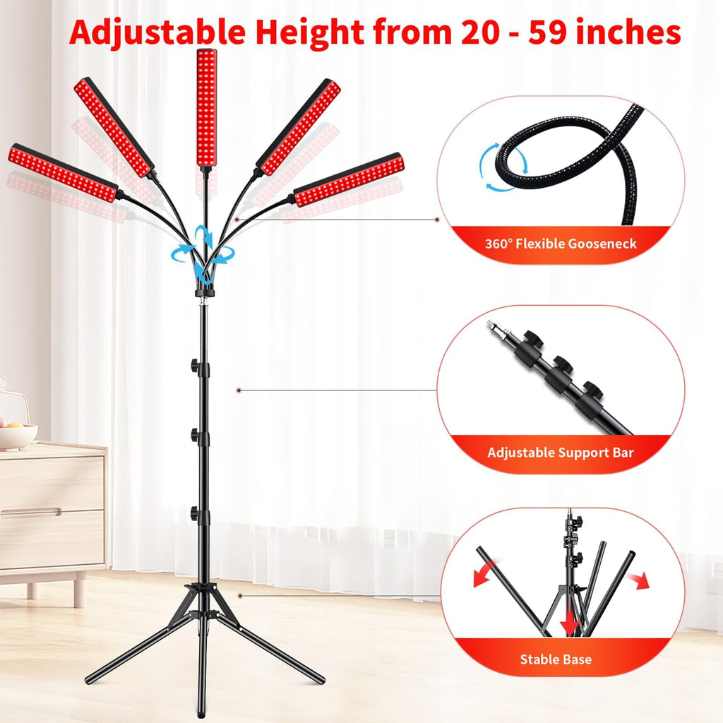 Red Light Therapy Lamp with Stand – Dual 660nm/850nm

