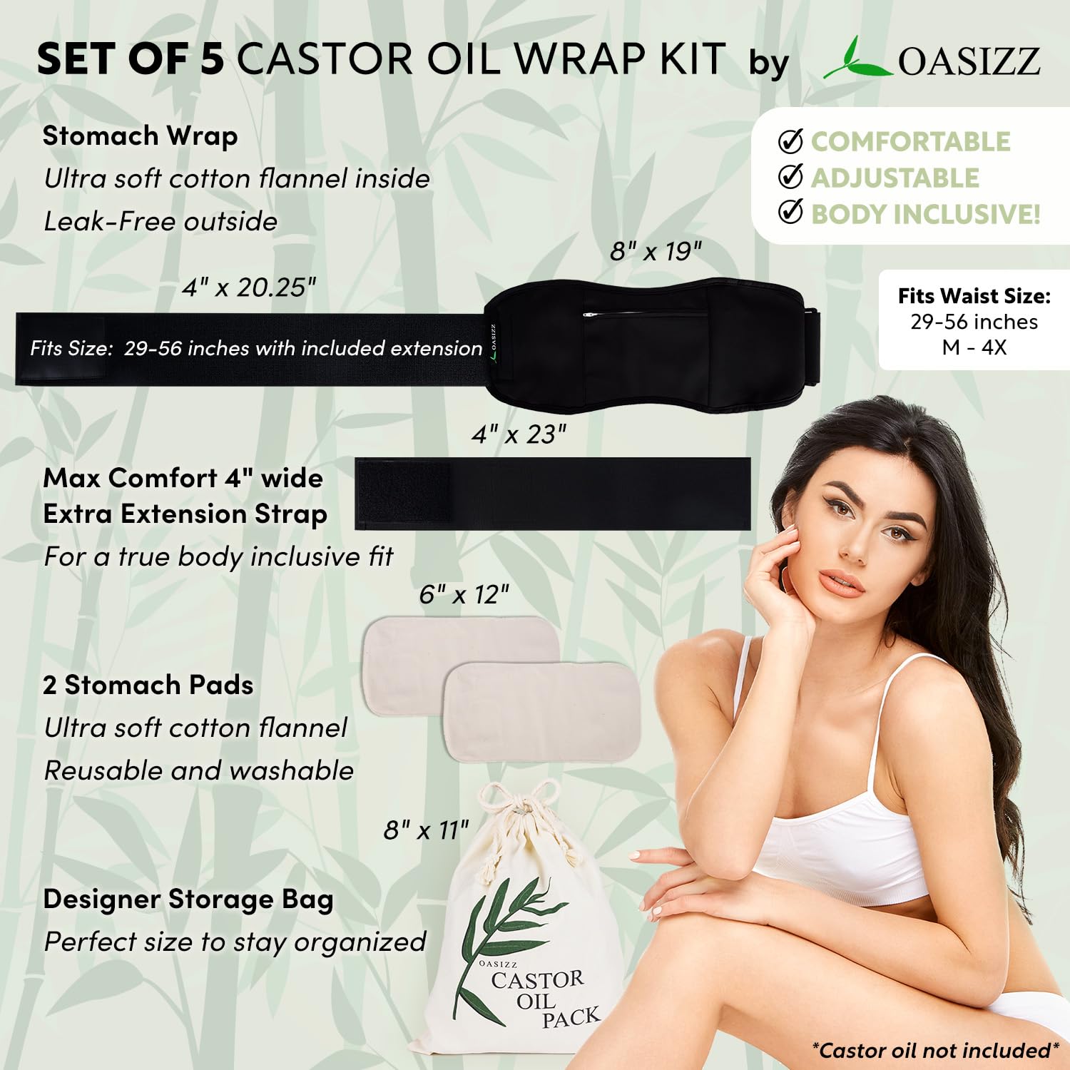 OASIZZ Castor Oil Pack Wrap for Stomach - Reusable

