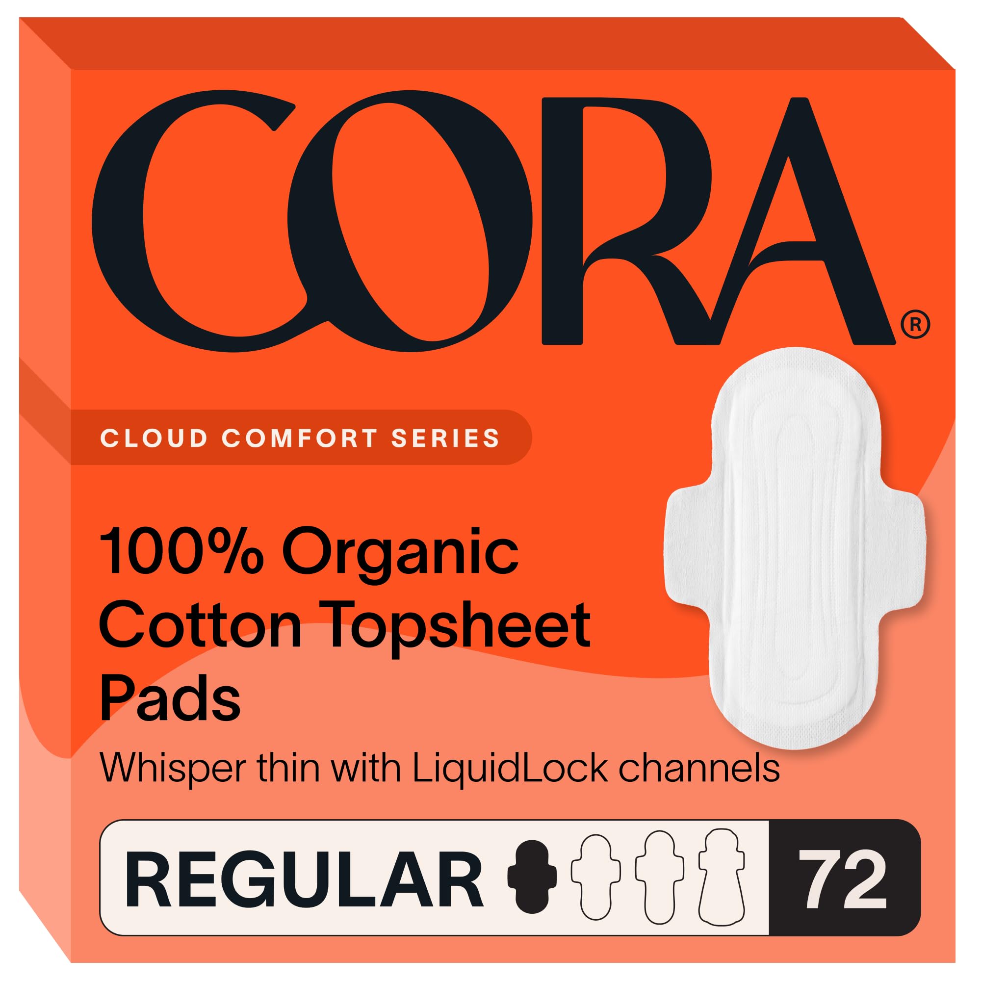 Cora 100% Organic Cotton Topsheet Pads with Wings

