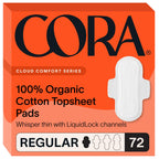 Cora 100% Organic Cotton Topsheet Pads with Wings

