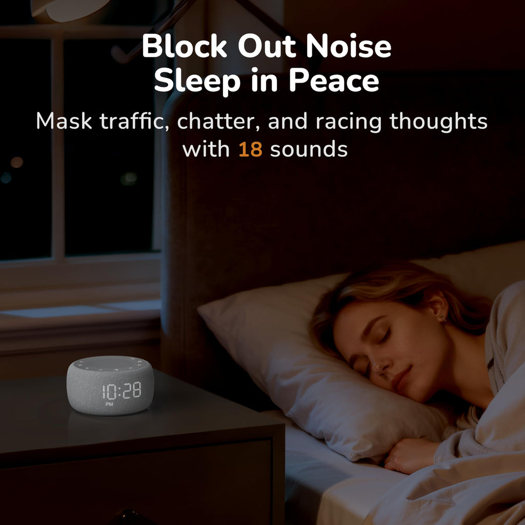 Buffbee Alarm Clock with Sound Machine - Gentle Wake

