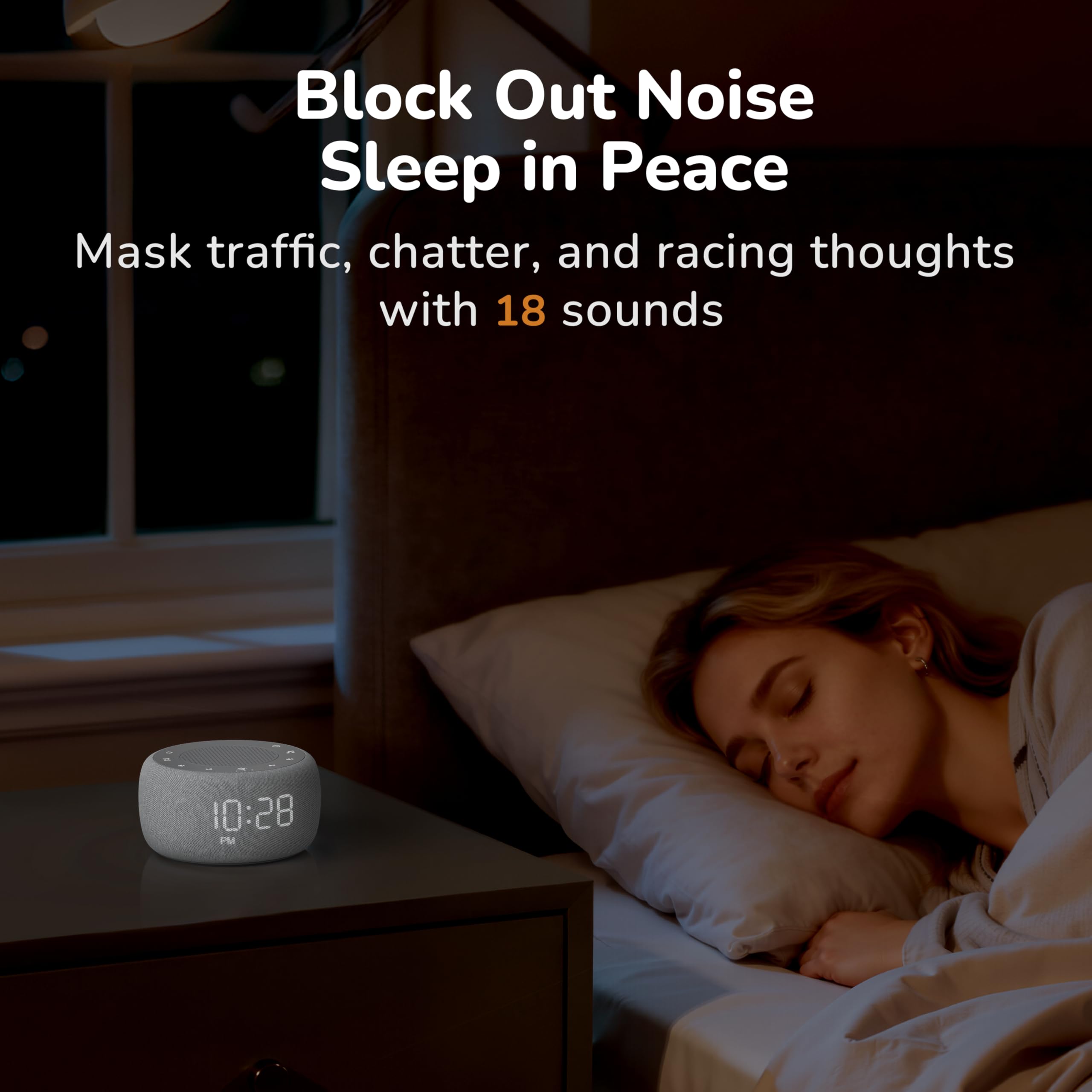Buffbee Alarm Clock with Sound Machine - Gentle Wake


