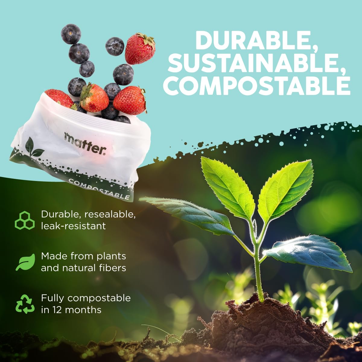 Matter Compostable Kitchen Bags | BPI & TUV Certified

