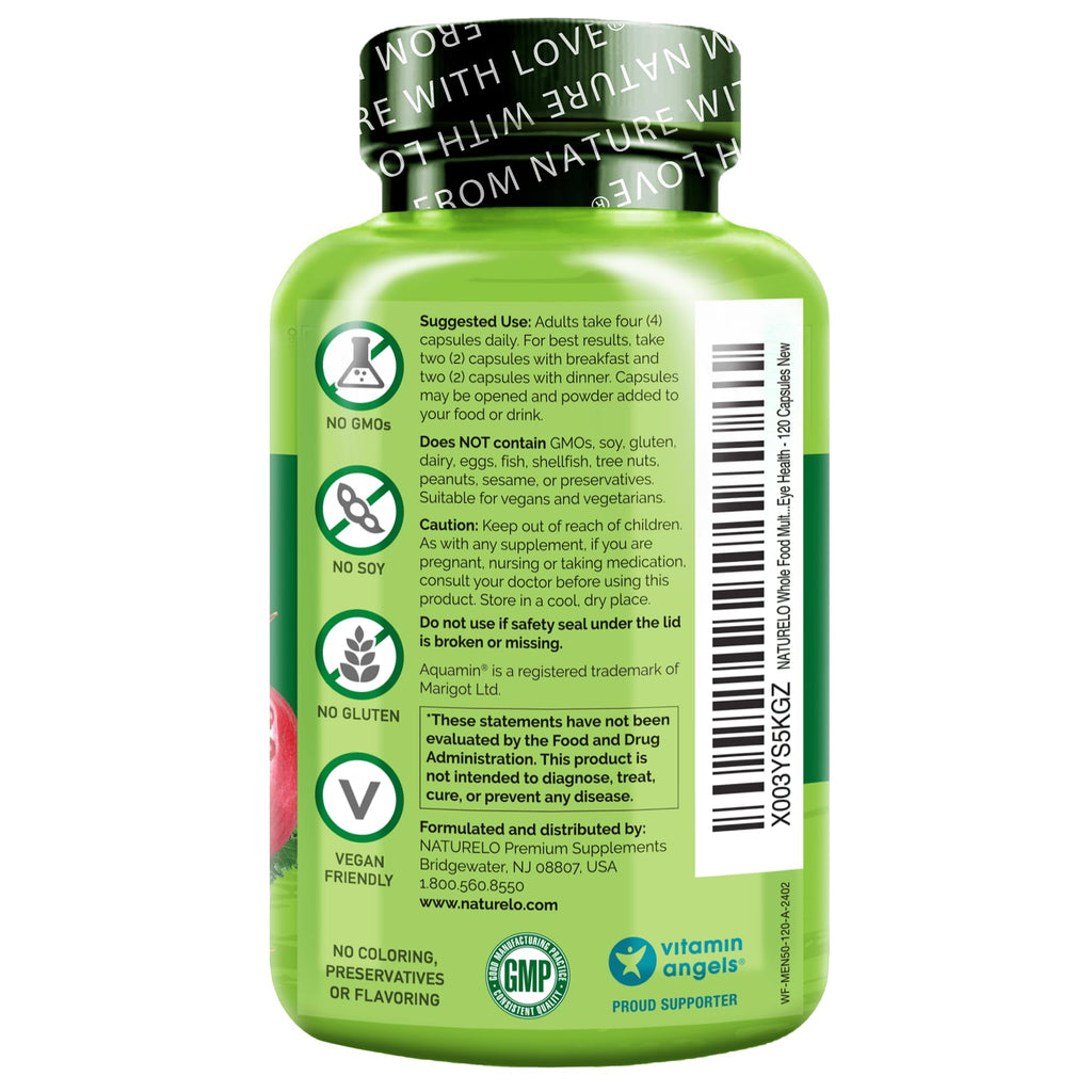 Naturelo Whole Food Multivitamin for Men 50+ Vegan Capsules

