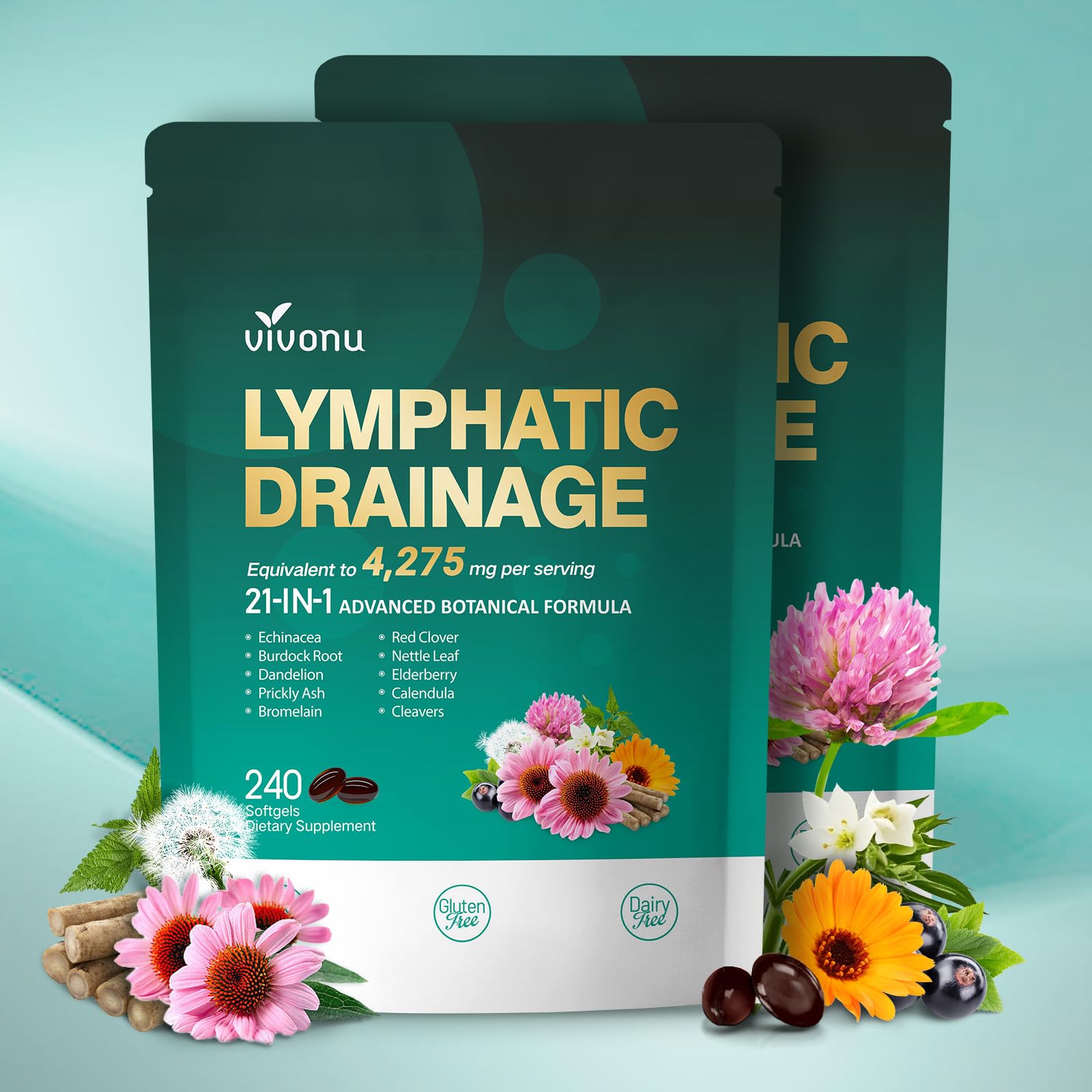 Lymphatic Drainage Supplement 21-in-1 Herbal Blend for Lymphatic Support