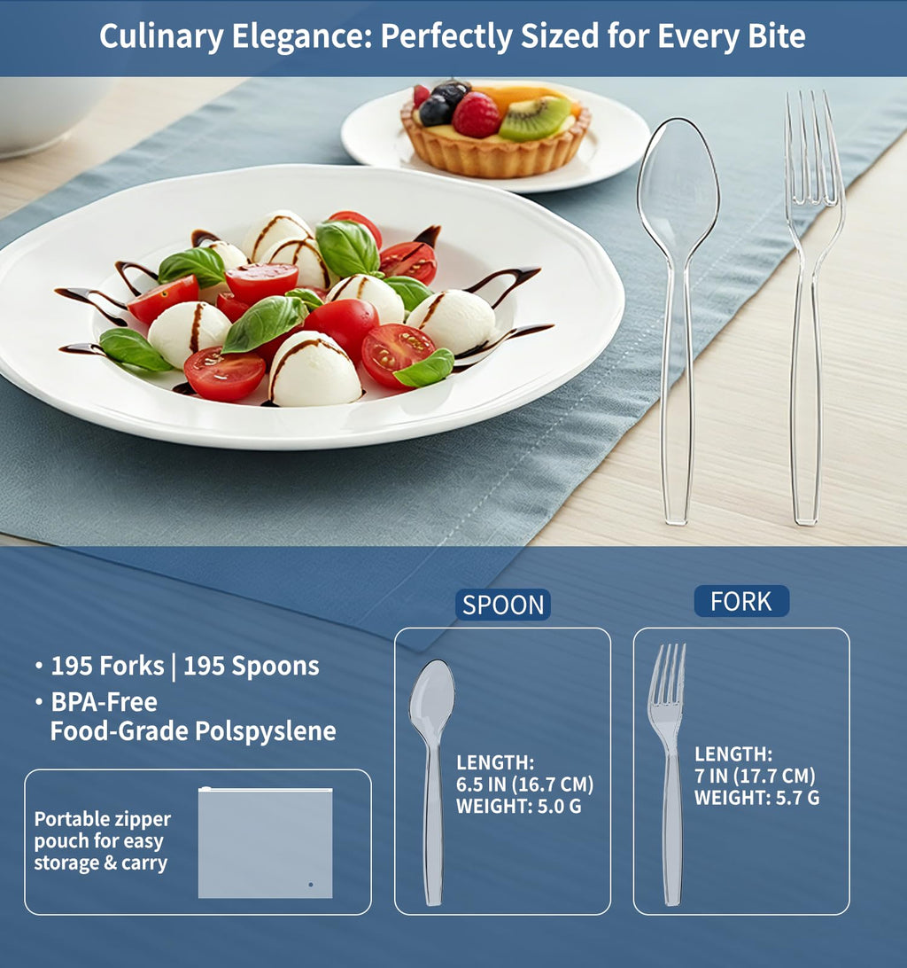 Voatree Disposable Clear Plastic Cutlery - BPA-Free

