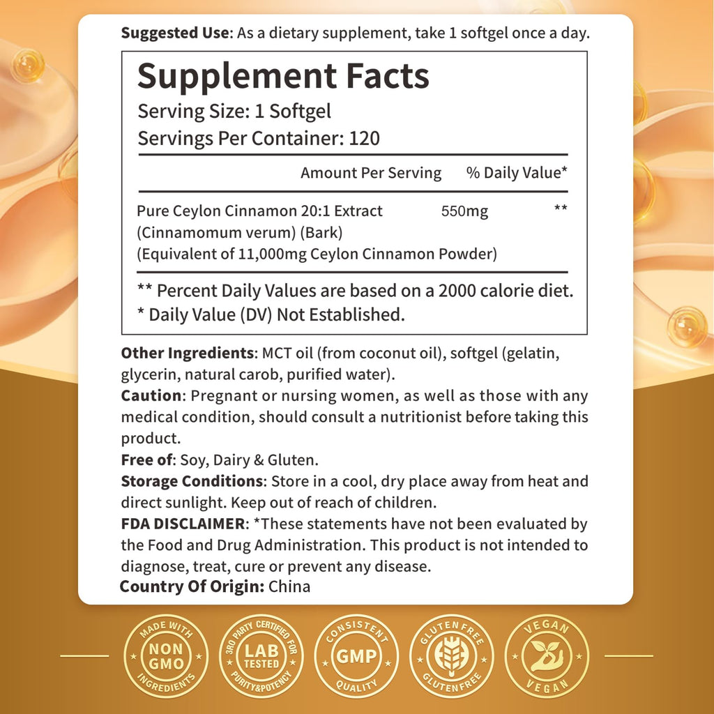 Vivonu Organic Ceylon Cinnamon Softgels with MCT Oil

