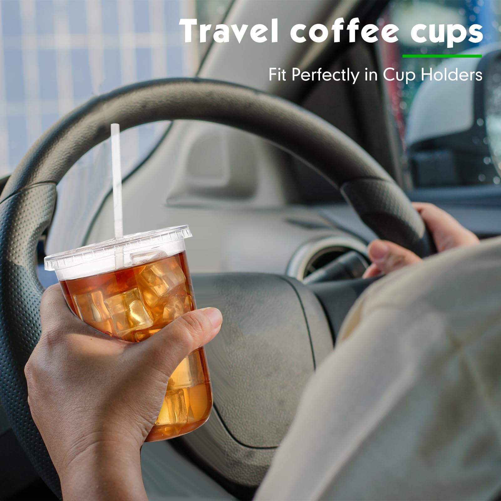 Ziliny PET Cups with Lids and Straws for Cold Drinks


