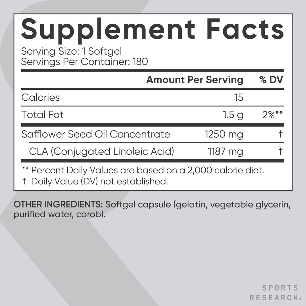 Sports Research CLA Softgels | Non-GMO Safflower Oil

