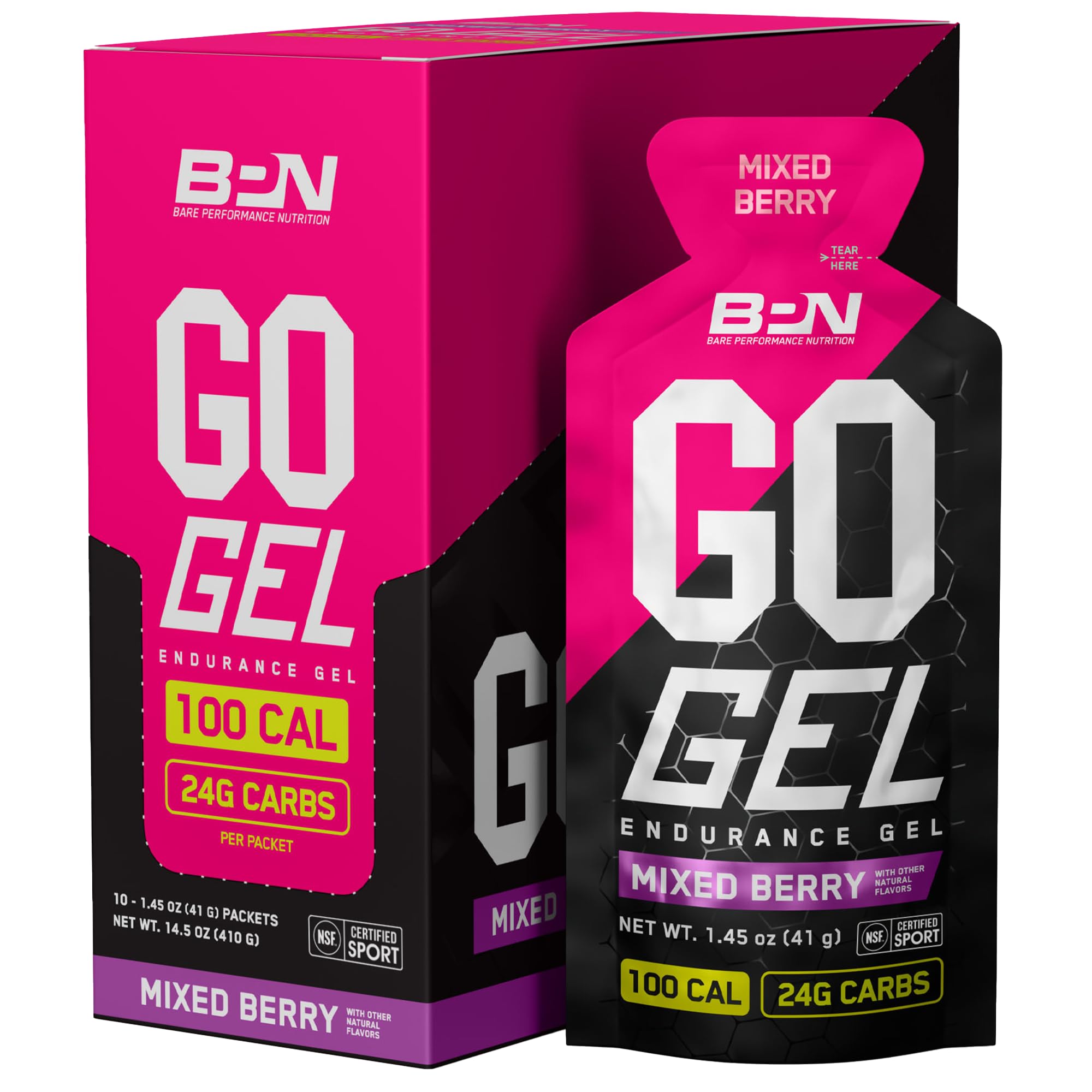 BPN Go Gel Endurance Running Gel, Bare Performance Nutrition