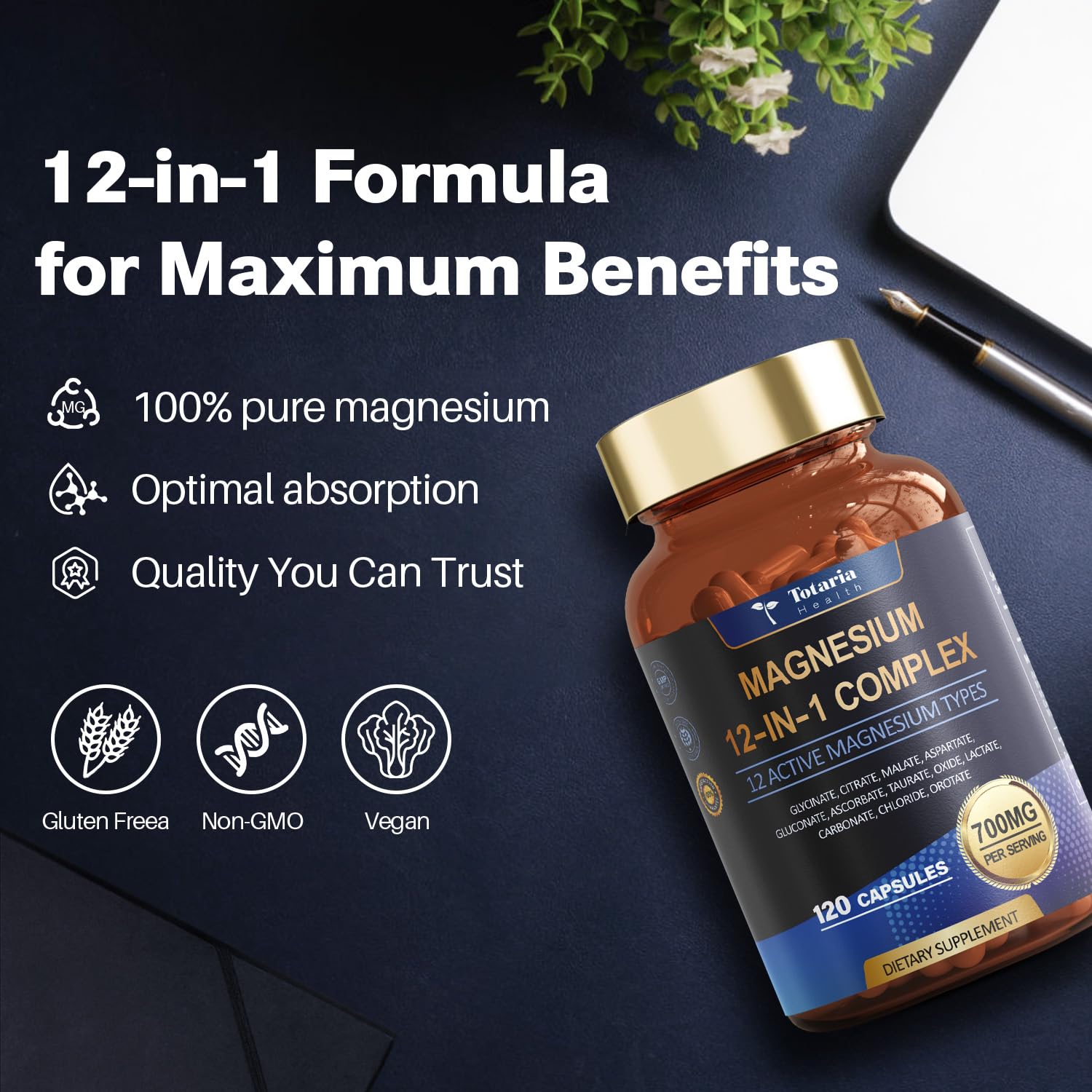 Totaria Magnesium Complex 700mg 12-Form Magnesium Supplement

