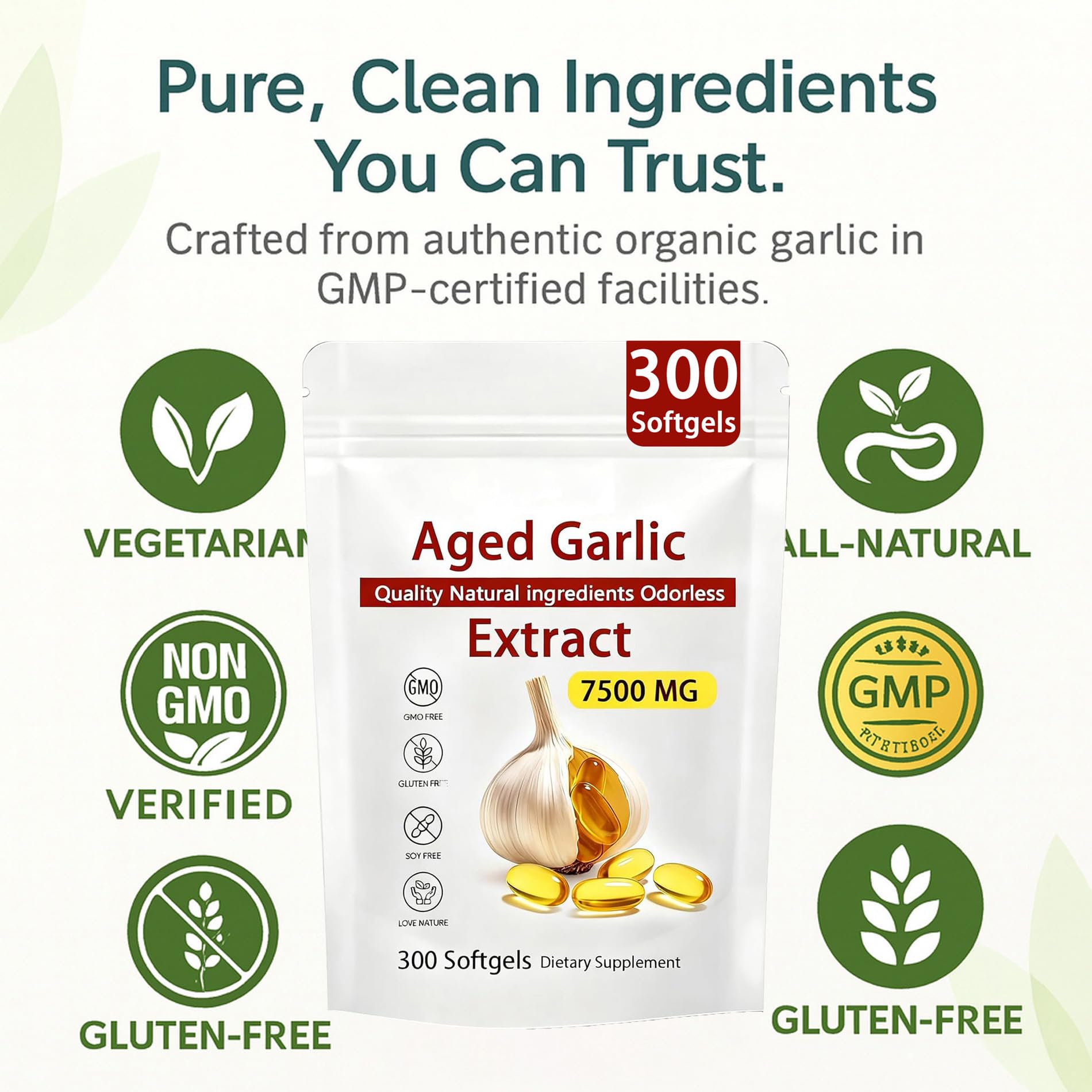 Aged Garlic Extract Softgels for Heart & Immune Support

