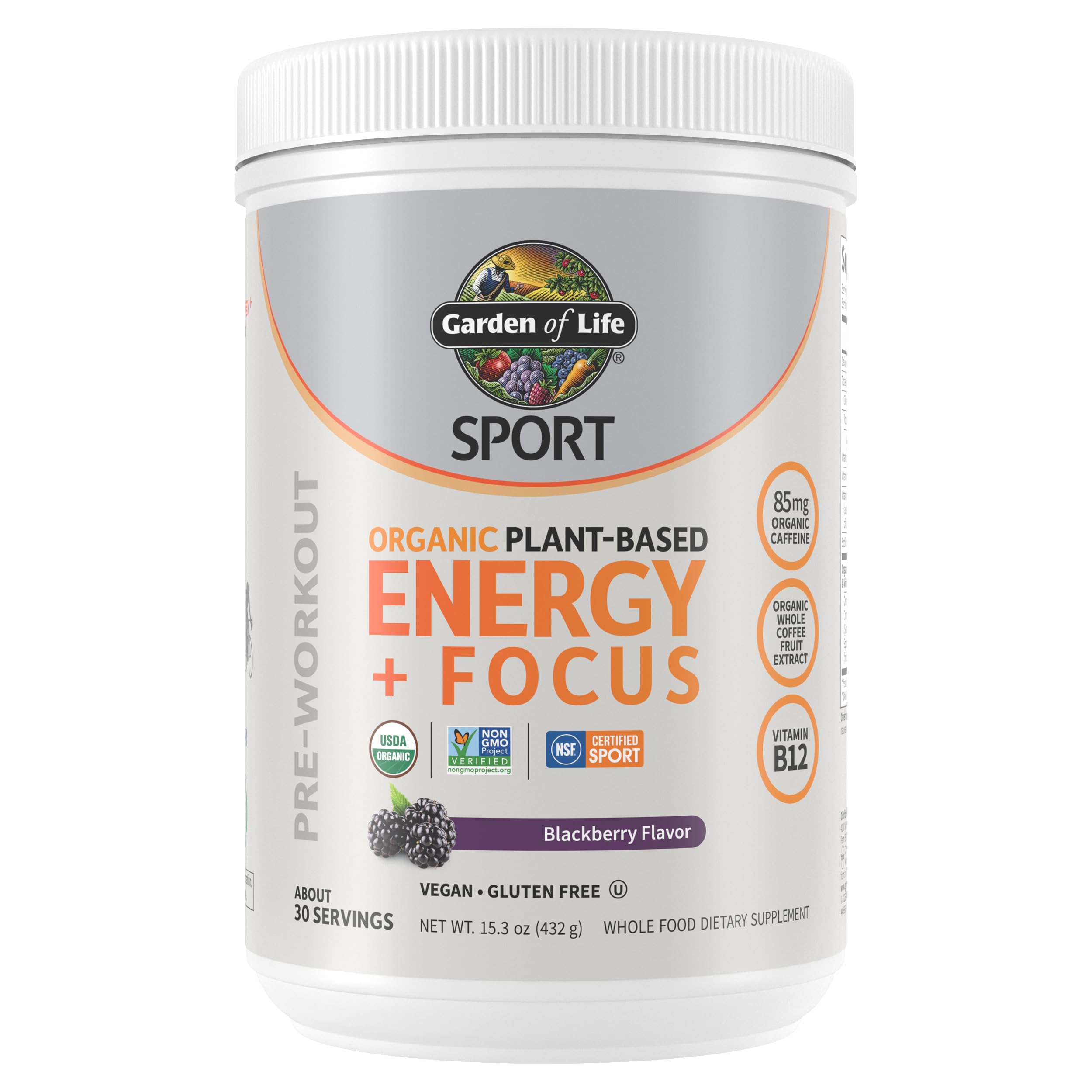 Garden of Life SPORT Organic Pre Workout Energy + Focus


