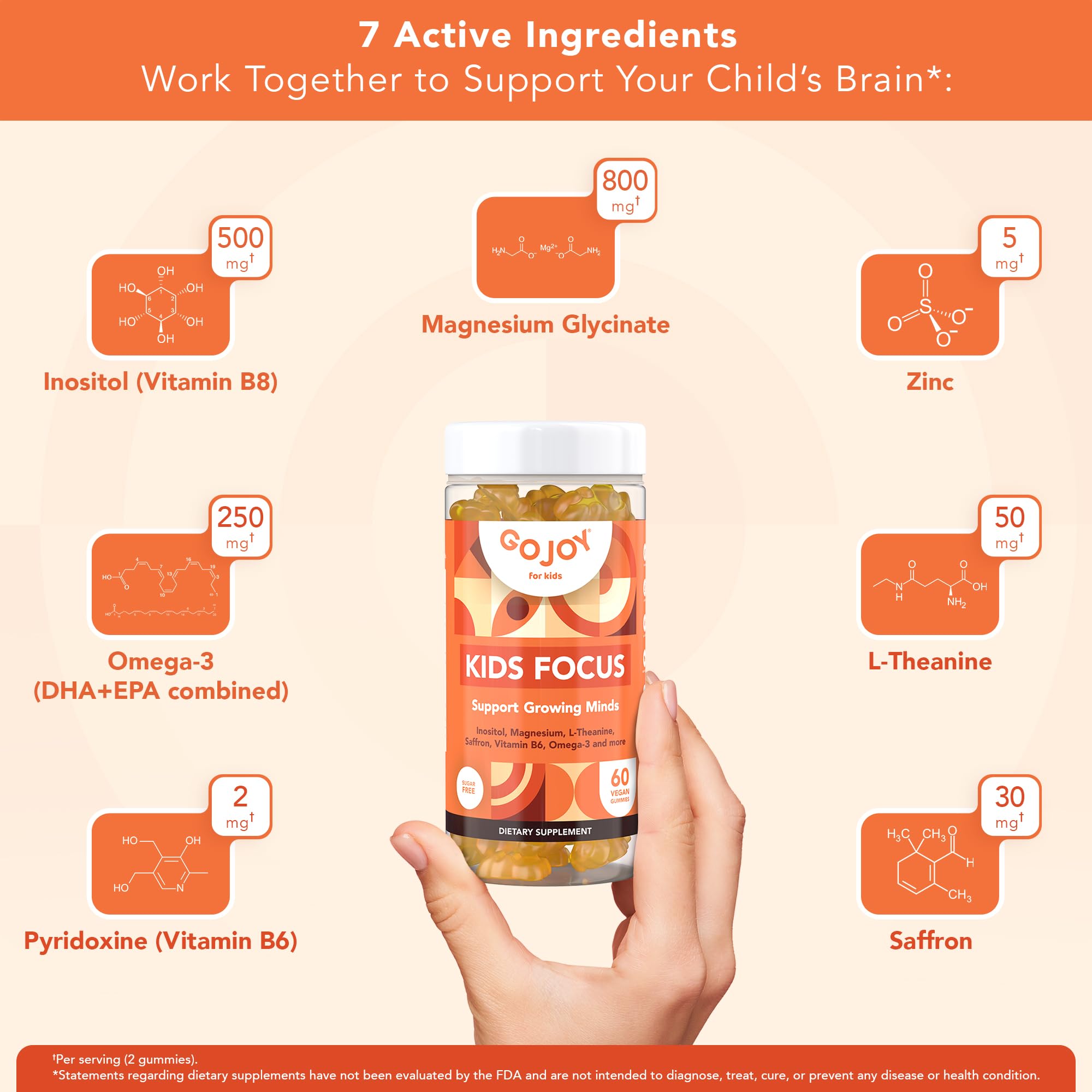 GOJOY NATURALS Kids Focus Gummies - Focus & Calm Support

